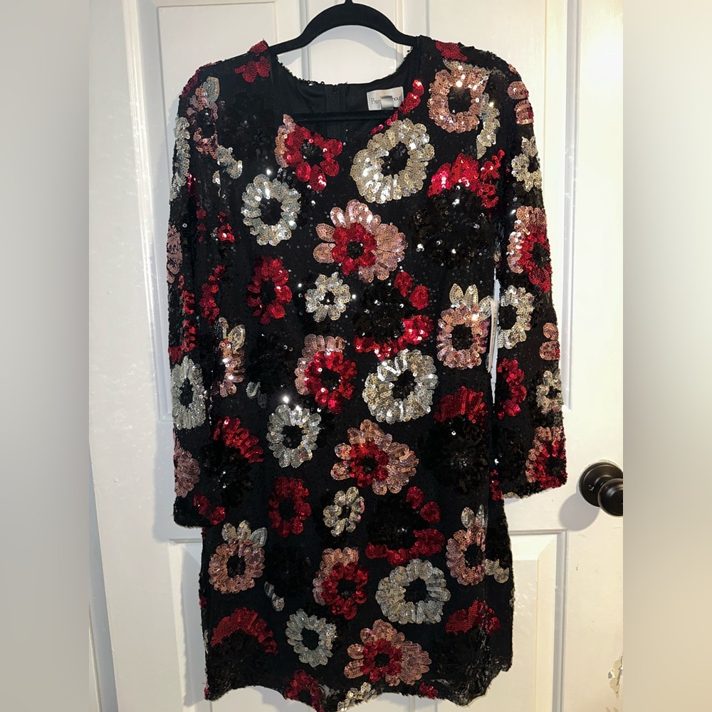 Premier Amour Sequin Dress with Red and Gold Accents